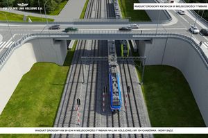 Wizualizacja wiaduktu drogowego KM 36 w miejscowości Tymbark na linii kolejowej nr 104 Chabówka - Nowy Sącz