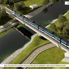 Grafika przedstawiająca most kolejowy w km 15+444 na linii kolejowej nr 104 Chabówka - Nowy Sącz w Mszanie Dolnej