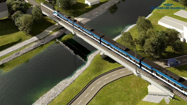 Grafika przedstawiająca most kolejowy w km 15+444 na linii kolejowej nr 104 Chabówka - Nowy Sącz w Mszanie Dolnej