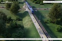 Linia kolejowa 104 Odcinek E - przystanek Nowy Sącz Chełmiec km proj. 70 104 i wiadukt kolejowy w km proj. 70 232 nad ul. Krakowską. Infografika PLK SA