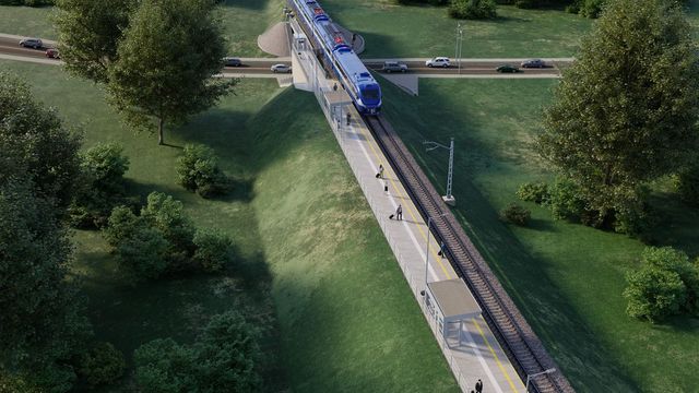 Linia kolejowa 104 Odcinek E - przystanek Nowy Sącz Chełmiec km proj. 70 104 i wiadukt kolejowy w km proj. 70 232 nad ul. Krakowską. Infografika PLK SA