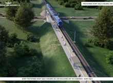 Linia kolejowa 104 Odcinek E - przystanek Nowy Sącz Chełmiec km proj. 70 104 i wiadukt kolejowy w km proj. 70 232 nad ul. Krakowską. Infografika PLK SA