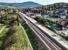 Zmodernizowany przystanek kolejowy Rabka-Zdrój, widok z lotu ptaka, fot. Piotr Hamarnik (1)