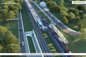 Wizualizacja przedstawia docelowy efekt końcowy stacji Rabka Zaryte, zlokalizowanej na linii kolejowej nr 104 Chabówka – Nowy Sącz. W środkowej części wizualizacji znajduje się dwukrawędziowy peron kolejowy, z którego droga do wyjścia prowadzi schodami lub przy pomocy windy, a następnie pochylni przystosowanej do przemieszczania osób niepełnosprawnych. Zarówno po lewej jak i prawej stronie peronu zlokalizowane są drogi dojazdowe.